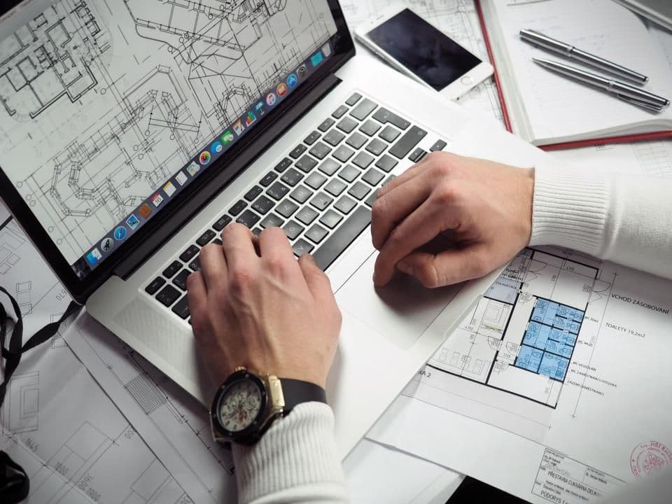 Technical work on a laptop